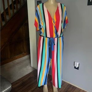 Colorful Striped Jumpsuit - 3X